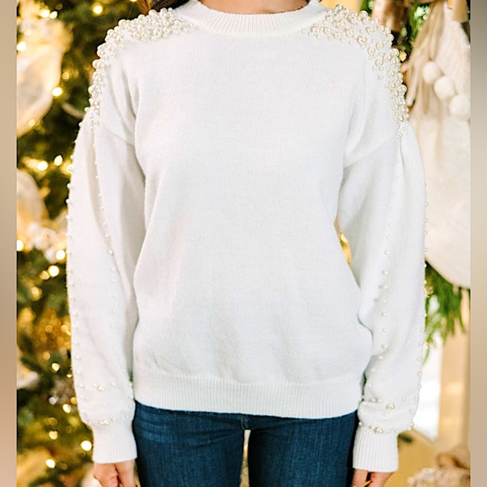 NWT white pearl sweater